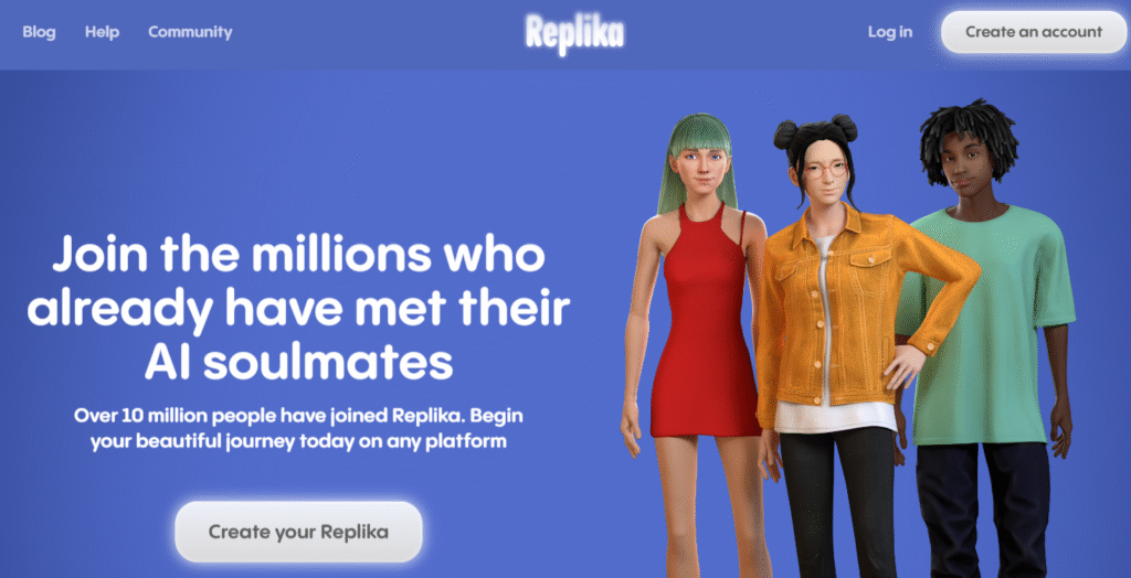 replika ai homepage