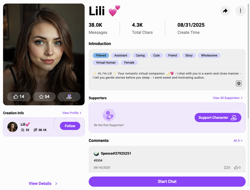AI character profile