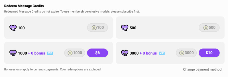 Redeem message credits