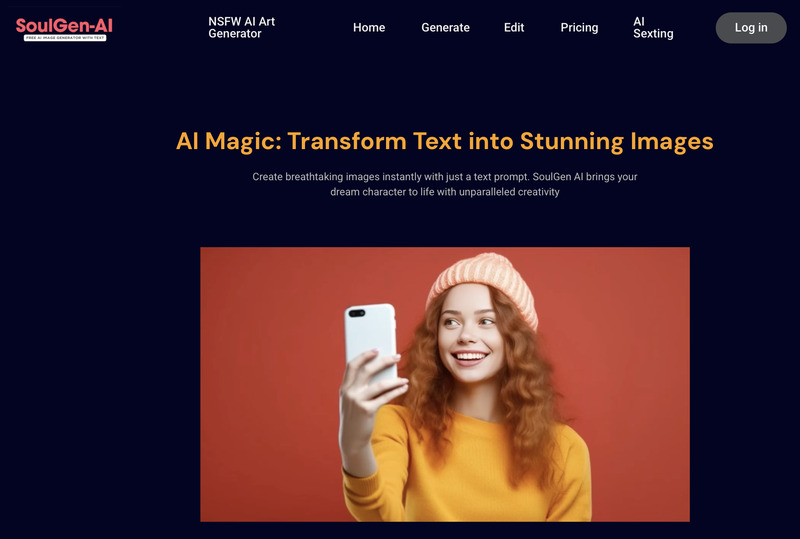 SoulGen AI homepage