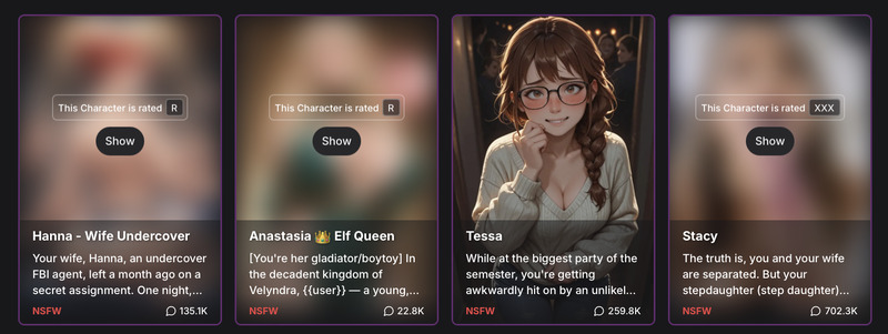 GirlfriendGPT Toggling NSFW off blurs explicit images