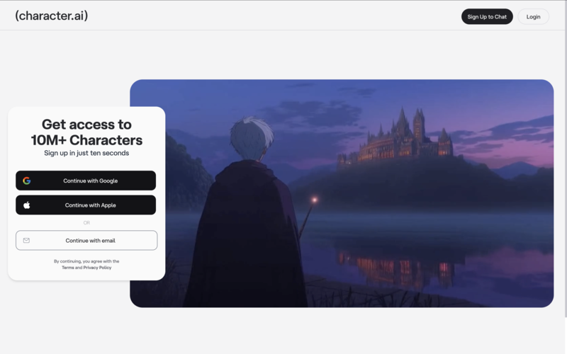CharacterAI homepage