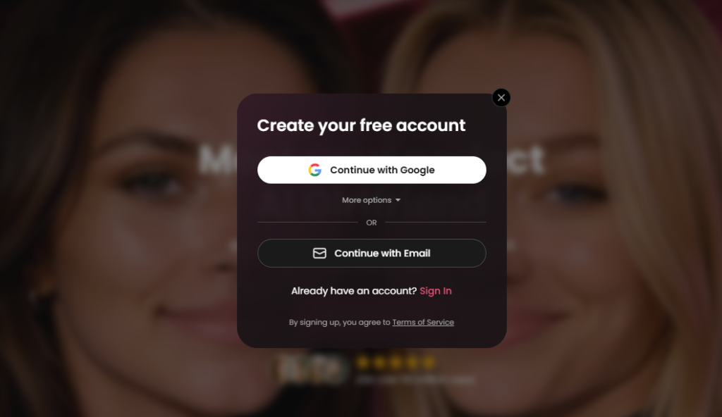 AI Girlfriend Platform Requires Sign-Up