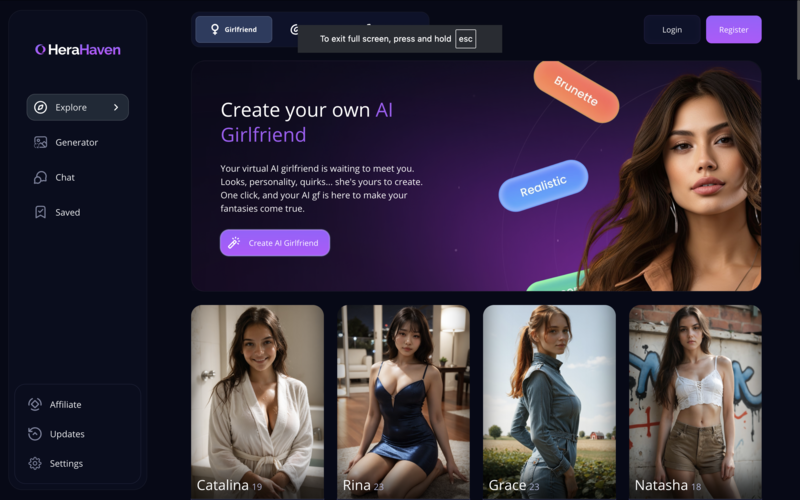 HeraHaven homepage