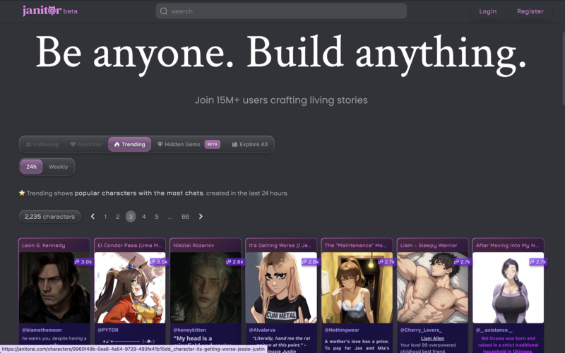 JanitorAI Homepage