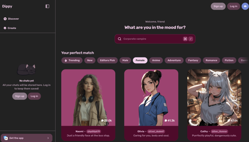 Dippy AI homepage
