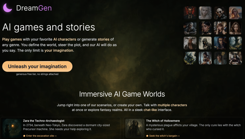 DreamGen homepage