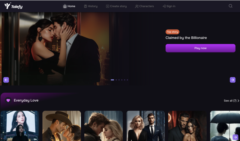 Talefy homepage