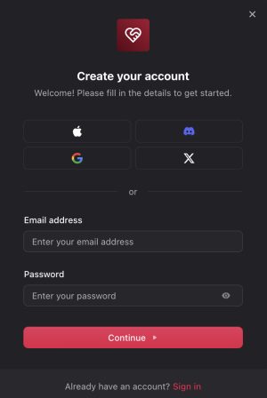 create your account