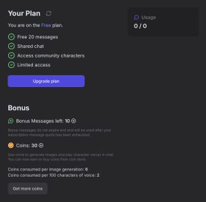 GirlfriendGPT Free plan and what_s included
