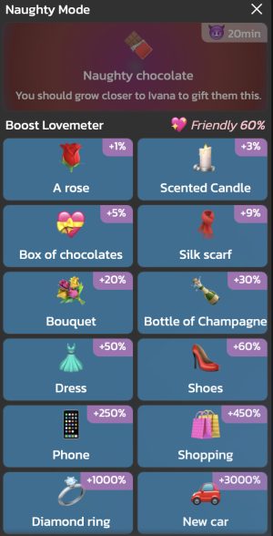 Send gifts in chat